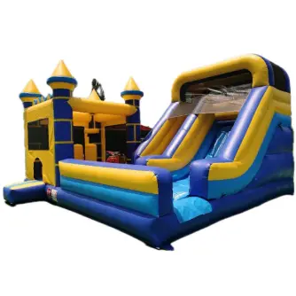 Tobogan Gonflabil Cu Piscină și Spațiu Joacă Castelul Galben