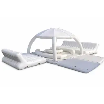 Platformă plutitoare gonflabilă cu canapele și ponton