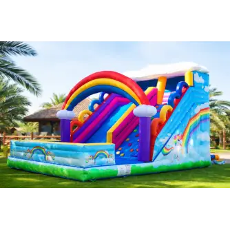 Tobogan Gonflabil Rainbow cu Piscină
