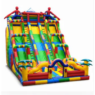 Tobogan Gonflabil Gigant Multicolor cu Tobogane Duble