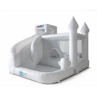 Spațiu de Joacă Gonflabil Alb cu Tobogan – Premium Slide Castle